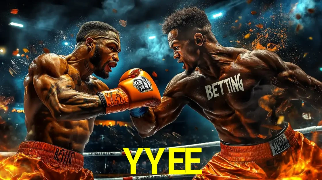 Dois boxeadores em uma luta intensa e explosiva, representando a adrenalina e as oportunidades de apostas em esportes de combate disponíveis na plataforma YYEE.