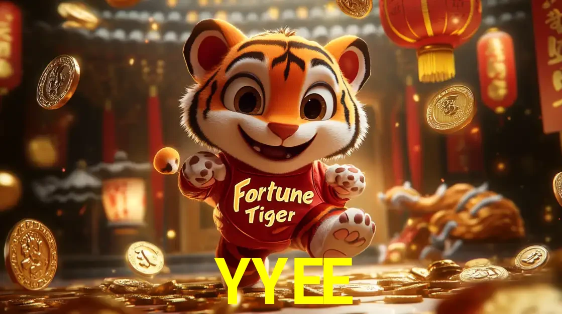 O alegre personagem do Fortune Tiger correndo sobre um caminho de moedas de ouro, simbolizando os grandes prêmios e a diversão do popular jogo de slot do YYEE.